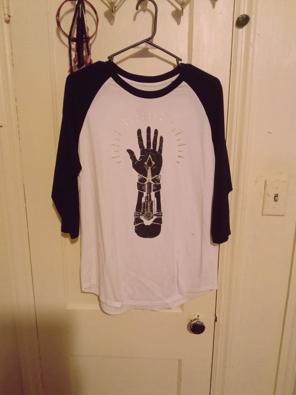 Assassin's Creed Logo Raglan Tee in White & Black